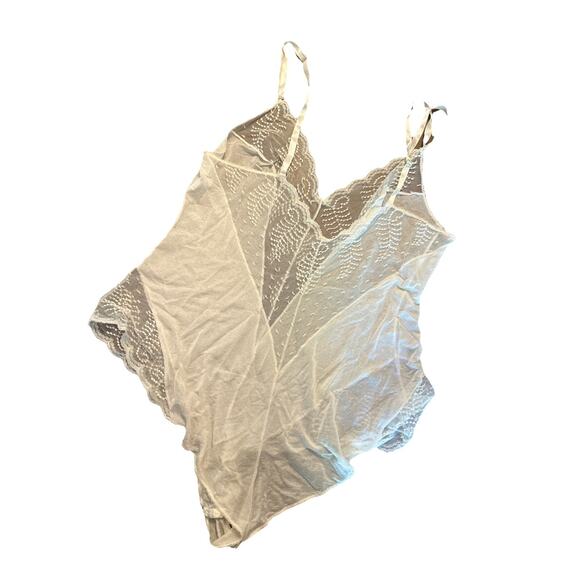 Lot of 2 Vintage 80s Lace Teddy One Piece Lingerie Black & White M 36 Warners - Picture 3 of 8